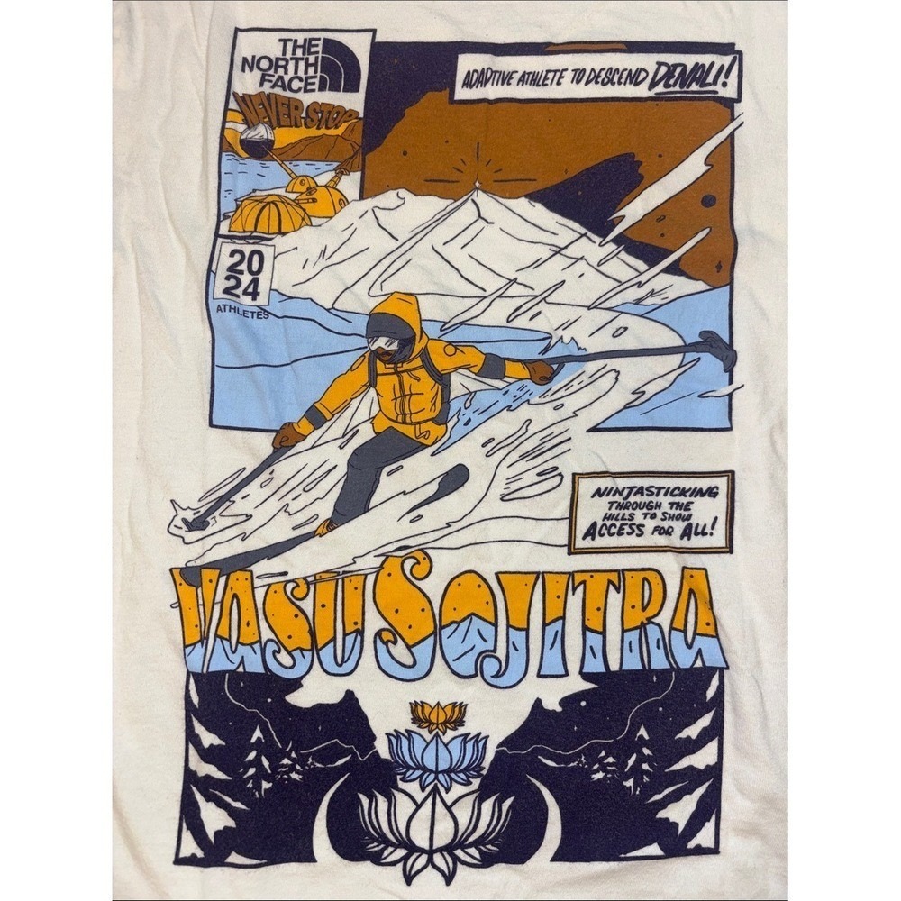 The North Face Kids Vasu Sojitra Denali Adaptive Athlete Graphic Tee Cream M 10